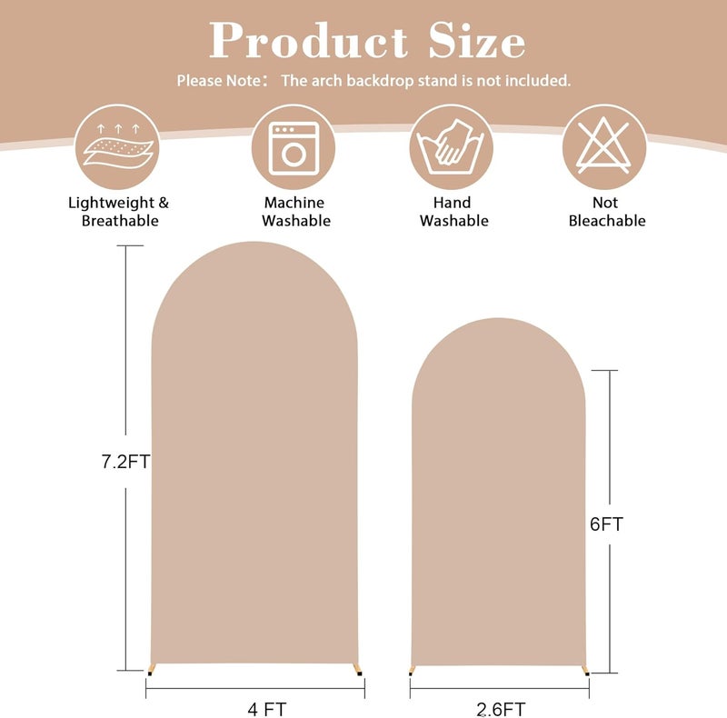 Suppromo Nude Arch Covers Set of 2-7.2 and 6ft Nude Arch Backdrop Cover Spandex Wedding Balloon Arch Stand Covers for Baby Shower Birthday Party Bridal Shower Photo Arch Covers Stretchy Backdrop - Image 5