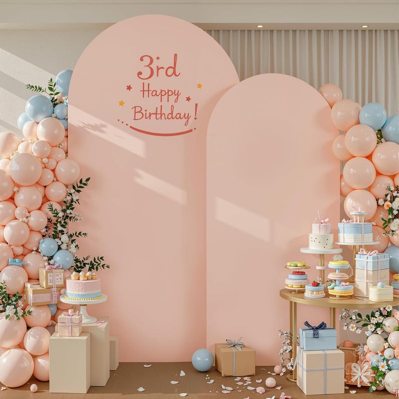 Suppromo Nude Arch Covers Set of 2-7.2 and 6ft Nude Arch Backdrop Cover Spandex Wedding Balloon Arch Stand Covers for Baby Shower Birthday Party Bridal Shower Photo Arch Covers Stretchy Backdrop - Image 3