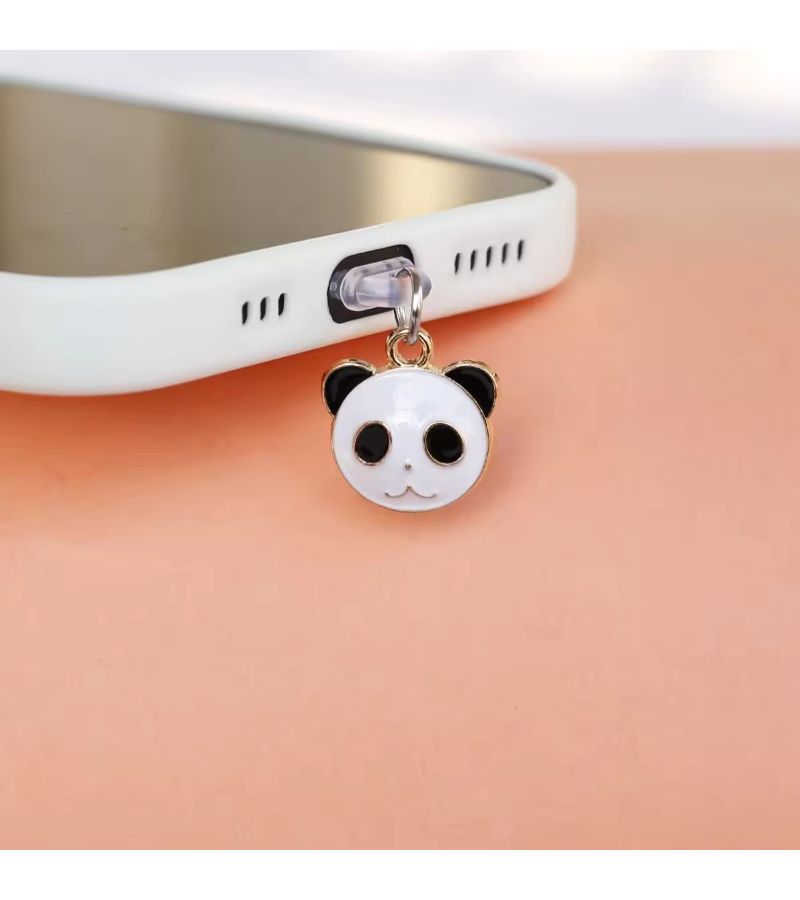 2 قطعة سدادة غبار لهاتف بتصميم باندا لطيف، إكسسوارات صيانة لمنافذ iPhone 5 إلى 14 ومنفذ Type C - Image 3