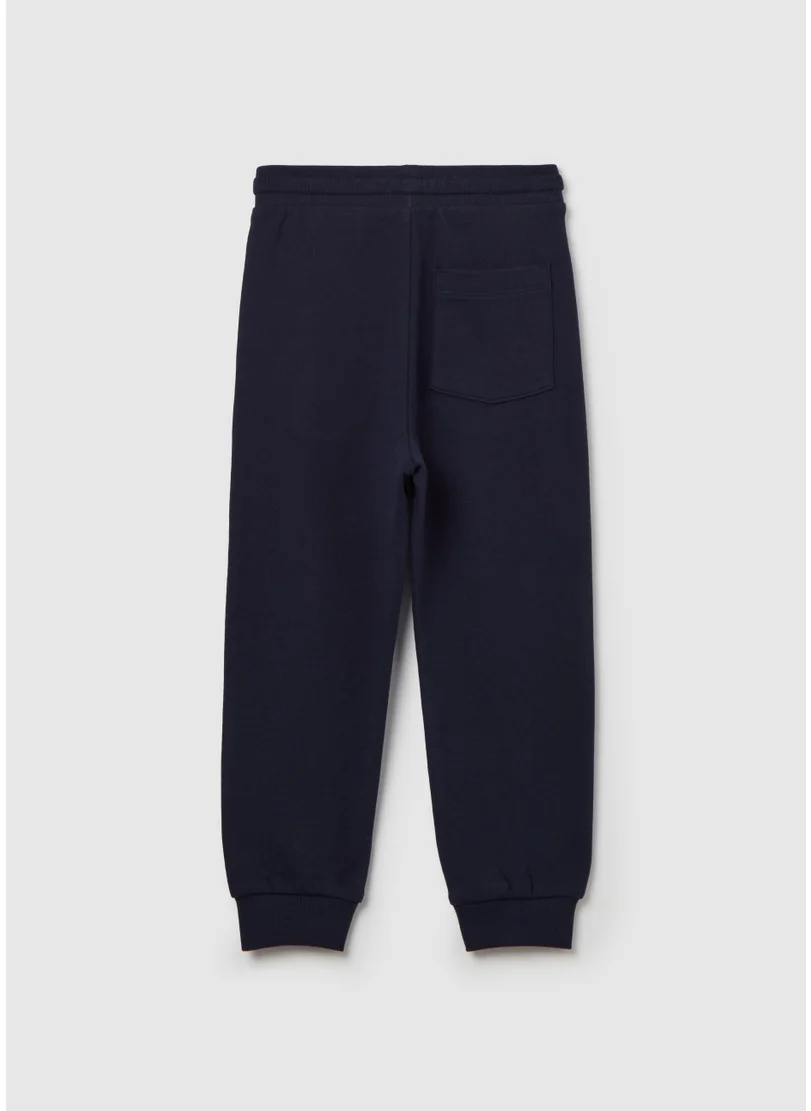 او في اس Fleece joggers with drawstring and print