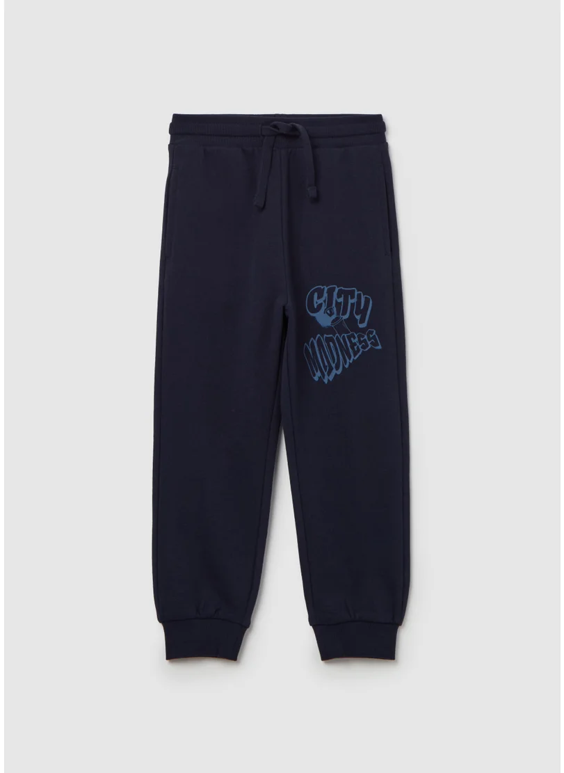 او في اس Fleece joggers with drawstring and print