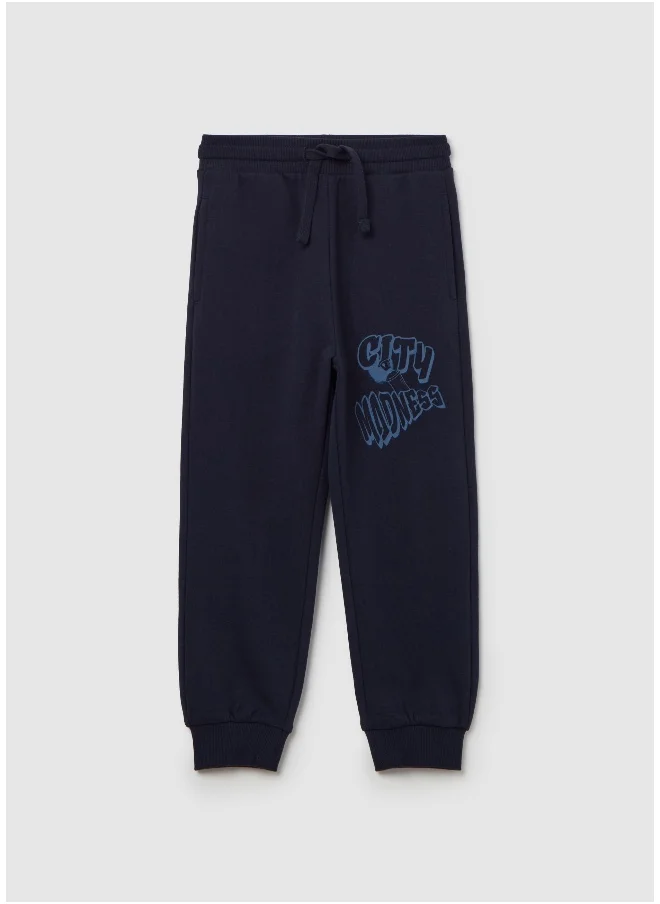 او في اس Fleece joggers with drawstring and print