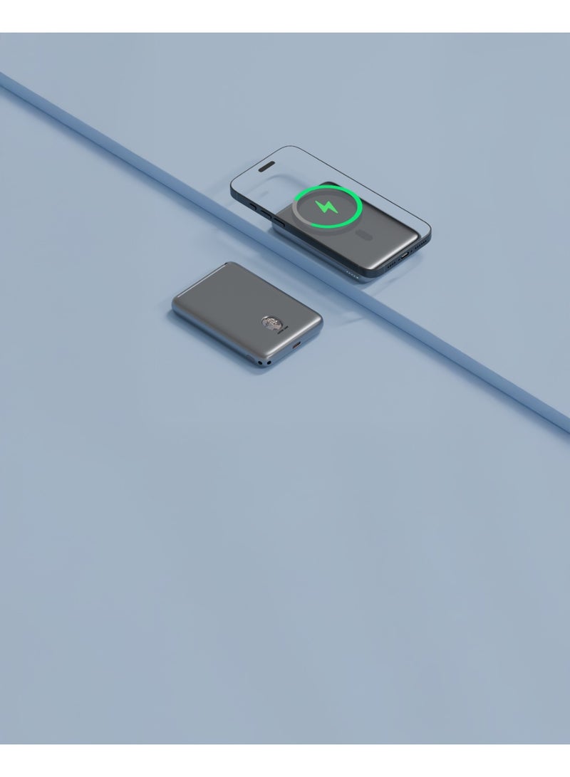 GREEN LION Vetra 5000mAh Power Bank PD 20W with 2 Cards Slot & Magsafe Compatible / 15W Wireless Charghing / Flight Approved / USB-C Port / Multiple Protection - Grey - Image 5