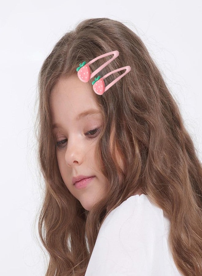 HLTOO 12PCS Strawberry Hair Clip and Hair Ties Set, Pink and Red Cute Hair Barrettes, Fruit Metal Snap Hair Accessories, for Women and Girls Hair Styling Accessories - Image 5