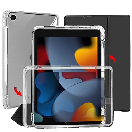 ProElite Sliding Detachable Smart Flip Case Cover for Apple iPad 10.2 inch 9th/8th/7th Gen with Pencil Holder, Black - Image 1