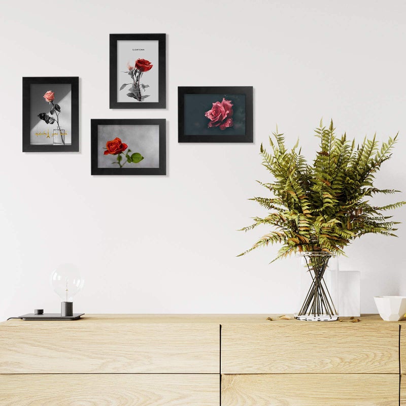 Egofine 4x6 Picture Frames Set of 4 - Made of Solid Wood Covered by Plexiglass for Table Top Display and Wall Mounting photo frame Black - Image 5
