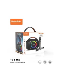 Haino Teko TB-5 Portable Wireless Bluetooth Speaker with 2 Wireless Mics, 100W Output Power, RGB Lighting, Multi-Functional Button Control for Indoor & Outdoor Use, Black  - Image 5