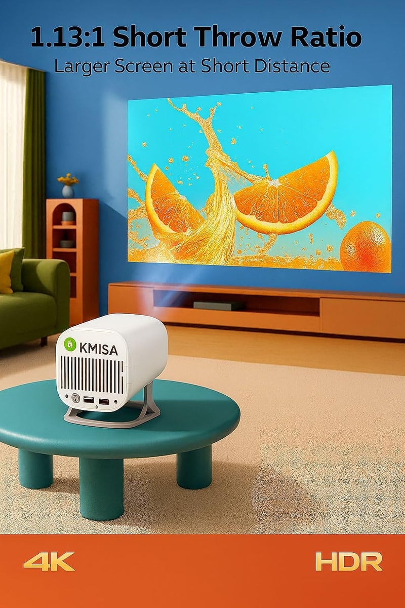 KMJSA Full HD 1080p Native, Android 13.0 Smart Home Projector 4k HDR Support, Rotatable, Auto & 4D Keystone, Certified OTTs. WiFi 6 & BT, Screen Mirroring, ARC, Room Portable - Image 5