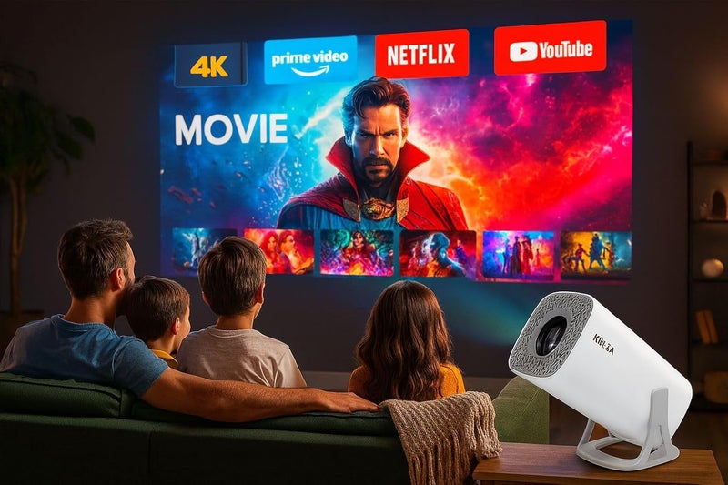 KMJSA Full HD 1080p Native, Android 13.0 Smart Home Projector 4k HDR Support, Rotatable, Auto & 4D Keystone, Certified OTTs. WiFi 6 & BT, Screen Mirroring, ARC, Room Portable - Image 2
