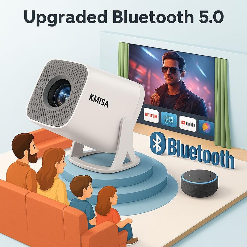 KMJSA Full HD 1080p Native, Android 13.0 Smart Home Projector 4k HDR Support, Rotatable, Auto & 4D Keystone, Certified OTTs. WiFi 6 & BT, Screen Mirroring, ARC, Room Portable - Image 4