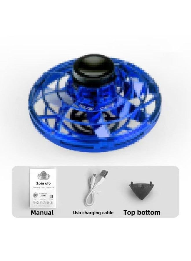 UFO Intelligent Induction Aircraft Luminous Suspension Flying Ball Swing Flying Saucer Fingertip Spinning Top Educational Toys-Color:Spinning Top - Blue (with Suspension Function) - Image 1