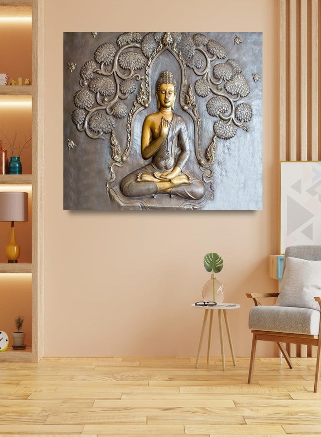 Masstone Gautam Buddha Painting | Wall Decor for Living Room | Bedroom | Home Office | Size 90x60 Cm (36x24 Inch) | Sparkle Self Adhesive (Without Frames) Wall Art | Best for Gifting | DIY Frame - Image 4