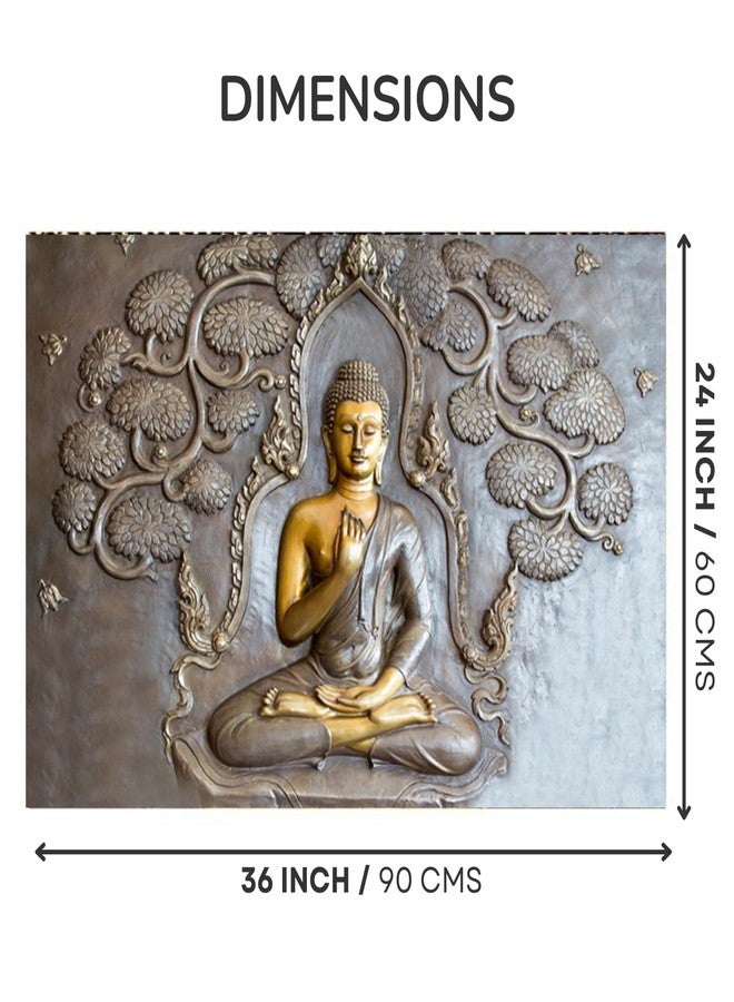 Masstone Gautam Buddha Painting | Wall Decor for Living Room | Bedroom | Home Office | Size 90x60 Cm (36x24 Inch) | Sparkle Self Adhesive (Without Frames) Wall Art | Best for Gifting | DIY Frame - Image 2