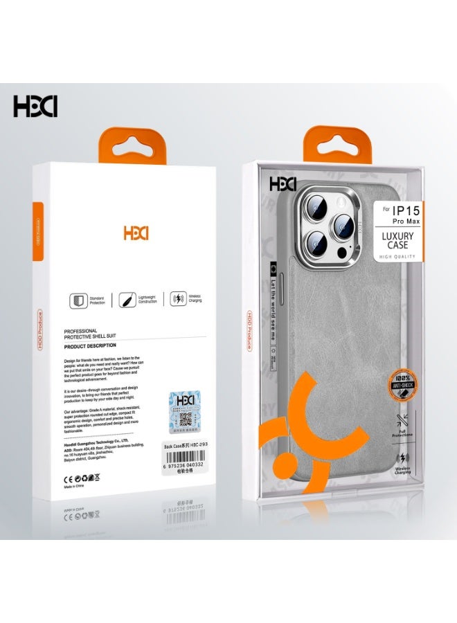 أتش دي دي حافظة جلدية فاخرة من Hdd متوافقة مع MagSafe لجهاز iPhone 15 Pro Max (بني) - Image 2