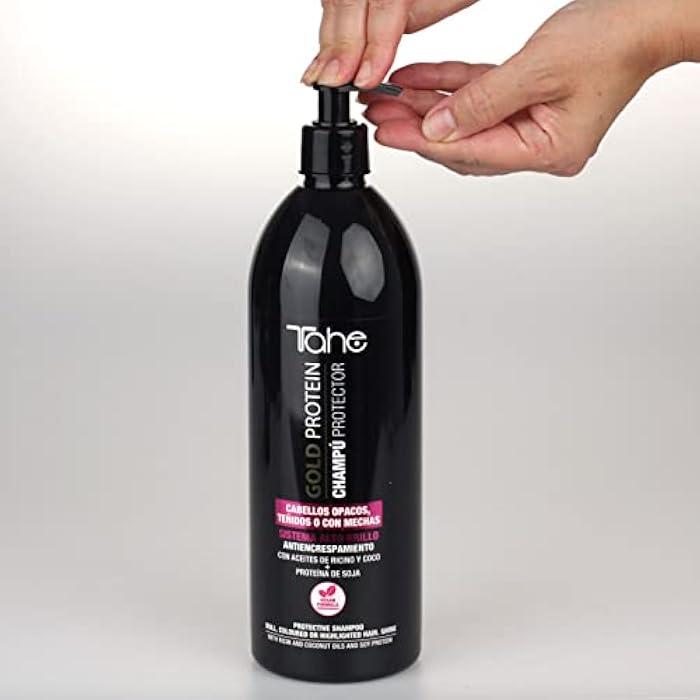 Tahe Gold Protein Protective Shampoo for Dull, Color-Treated or Highlighted Hair with Anti-Frizz Effect, 1000ml - Image 4