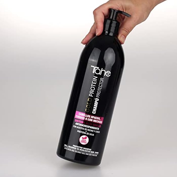 Tahe Gold Protein Protective Shampoo for Dull, Color-Treated or Highlighted Hair with Anti-Frizz Effect, 1000ml - Image 3