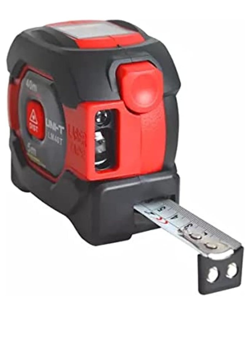 Uni-T 40 Meter Single Button Laser Distance Meter With 5 Meter Tape 2-In-1 Digital Distance Infrared Gauge Range Finder Tapeline Lcd Measuring Tape - Lm40T