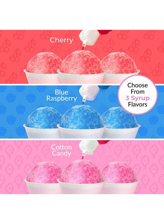 Nostalgia Premium Snow Cone Party Kit, 3 Syrups, Blue Raspberry, Cherry, Cotton Candy, 20 Cups & Spoon Straws - Image 4
