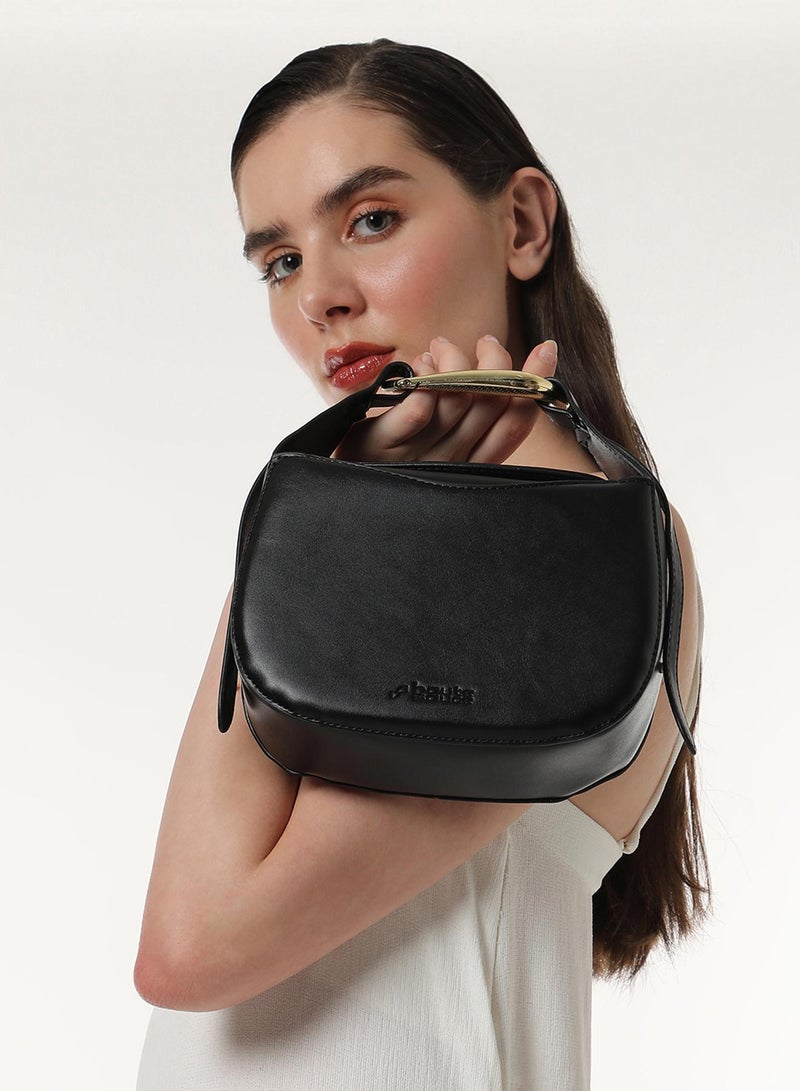 Haute Sauce Solid Magnet Lock Regular Vegan Leather Hand Bag For Women  - Image 2