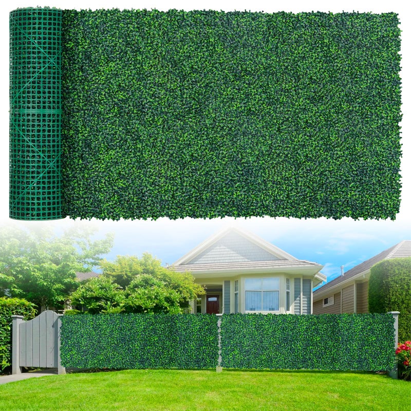 Grooy Artificial Boxwood Roll Panels,40"x 120"(33.33 sq.ft) UV-Anti Faux Ivy Leaves Privacy Fence Screen Grass Wall Roll Panels for Indoor Home Decor and Outdoor Garden Backyard - Image 1