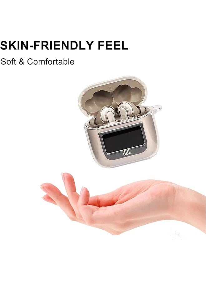 erorex - Case Compatible With Jbl Tour Pro 2 Earbuds 2023 Soft Silicone Shockproof Protective Cover With Carabiner Accessories Ultra Thin Soft Cover Slim Fit Anti Fall Not Easy To Dirty Clear - Image 1