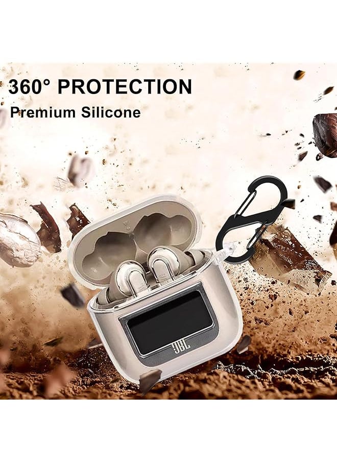 erorex - Case Compatible With Jbl Tour Pro 2 Earbuds 2023 Soft Silicone Shockproof Protective Cover With Carabiner Accessories Ultra Thin Soft Cover Slim Fit Anti Fall Not Easy To Dirty Clear - Image 1