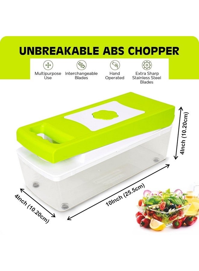 Tekcool 15 in 1 Multipurpose Chopper, Fruits & Vegetable Cutters, Grater Peeler Chipser, Unbreakable Food Grade Body, Easy Push to Clean Button Slicer Dicer, Chopper for Kitchen (Green, Plastic) - Image 3