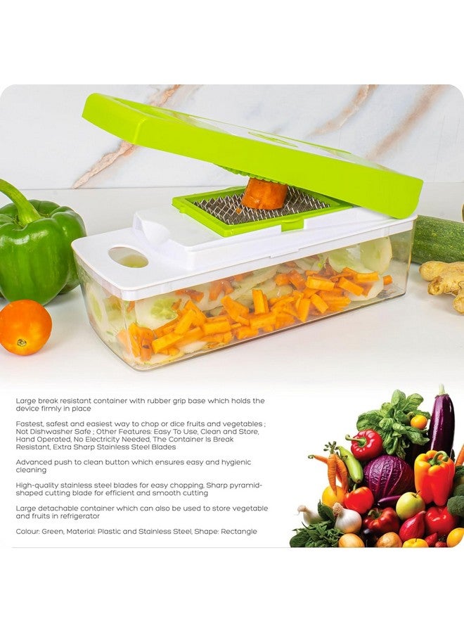 Tekcool 15 in 1 Multipurpose Chopper, Fruits & Vegetable Cutters, Grater Peeler Chipser, Unbreakable Food Grade Body, Easy Push to Clean Button Slicer Dicer, Chopper for Kitchen (Green, Plastic) - Image 4