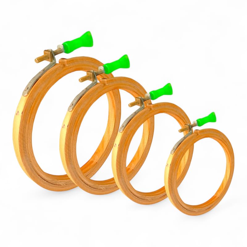 ADW CRAFT'S 7,8,9,10 INCHS Embroidery Wooden Hoop(3 PLY, PACK OF 4),Wooden Hoop ring for embroidery Kit,Wooden Embroidery Hoop ring frame,wooden frames for craft hoop frame,mini wooden hoopembroidery frame wooden  - Image 1