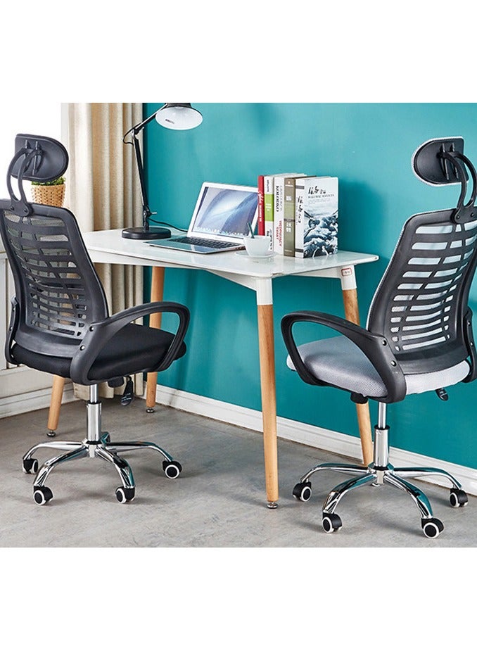 CityRiya-Long Office Chair Mesh Desk Chair Gaming Chairs with Armrest Swivel Mesh Chair Height Adjustment Ergonomic Computer Desk Chair for Home Office Study & Gaming With Back & Lumbar Support Black - Image 2