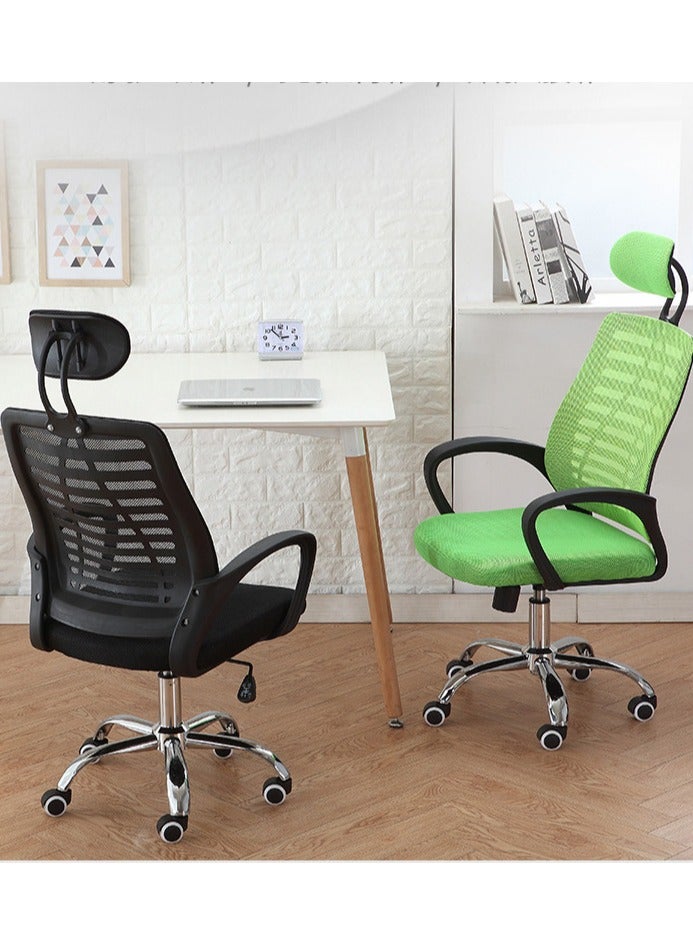 CityRiya-Long Office Chair Mesh Desk Chair Gaming Chairs with Armrest Swivel Mesh Chair Height Adjustment Ergonomic Computer Desk Chair for Home Office Study & Gaming With Back & Lumbar Support Black - Image 3