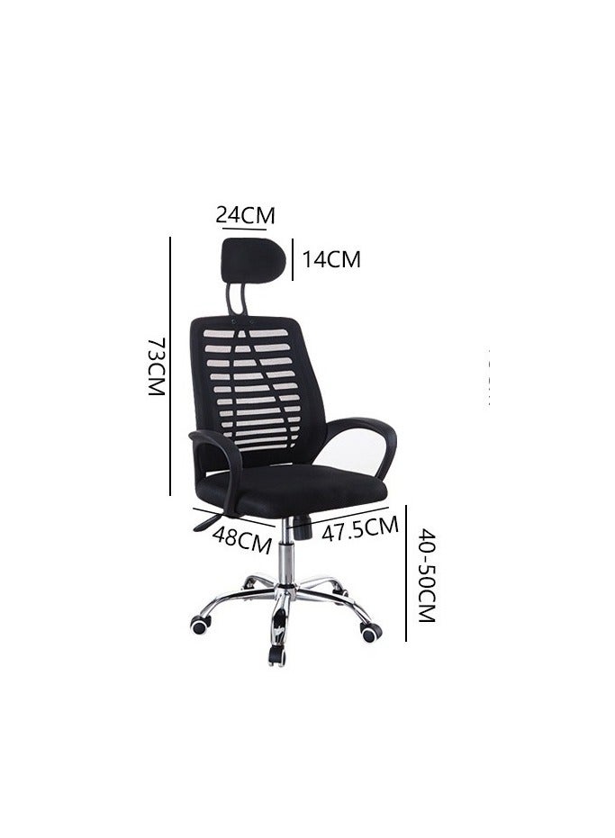 CityRiya-Long Office Chair Mesh Desk Chair Gaming Chairs with Armrest Swivel Mesh Chair Height Adjustment Ergonomic Computer Desk Chair for Home Office Study & Gaming With Back & Lumbar Support Black - Image 4