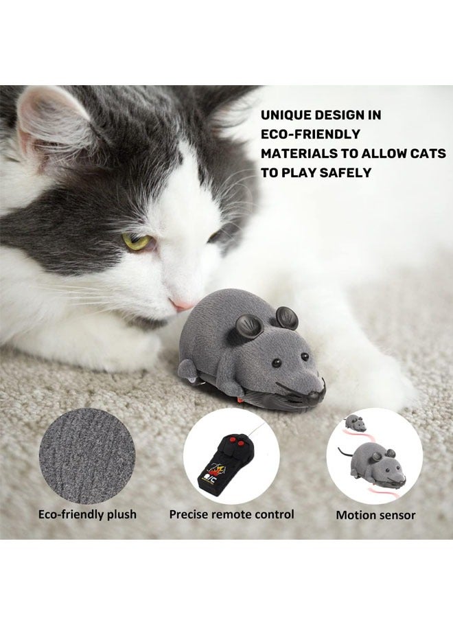 Wireless Remote Control Mouse Toy, Wireless Control Realistic Rat Scary RC Mice Toy For Cat Kitten Dog Pet Novelty Gift Trick Bugs, Kids Children Birthday Present (Light Grey)  - Image 4