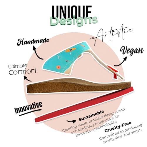 DOGO Flip Flops for Women - Vegan Leather and Handmade Thong Sandals for Women, A Bird's Eye View of Beach Design Size 9 - Image 3