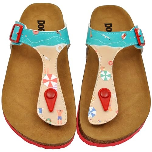 DOGO Flip Flops for Women - Vegan Leather and Handmade Thong Sandals for Women, A Bird's Eye View of Beach Design Size 9 - Image 2
