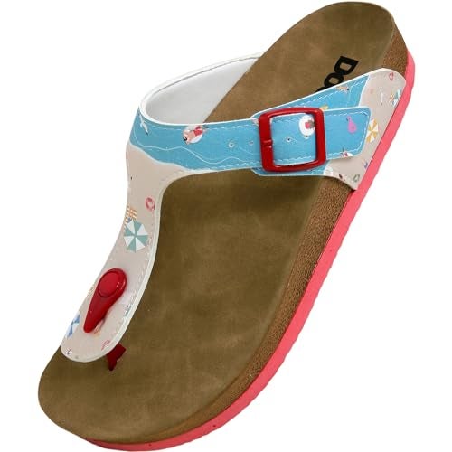 DOGO Flip Flops for Women - Vegan Leather and Handmade Thong Sandals for Women, A Bird's Eye View of Beach Design Size 9 - Image 5