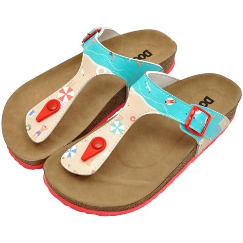 DOGO Flip Flops for Women - Vegan Leather and Handmade Thong Sandals for Women, A Bird's Eye View of Beach Design Size 9 - Image 1