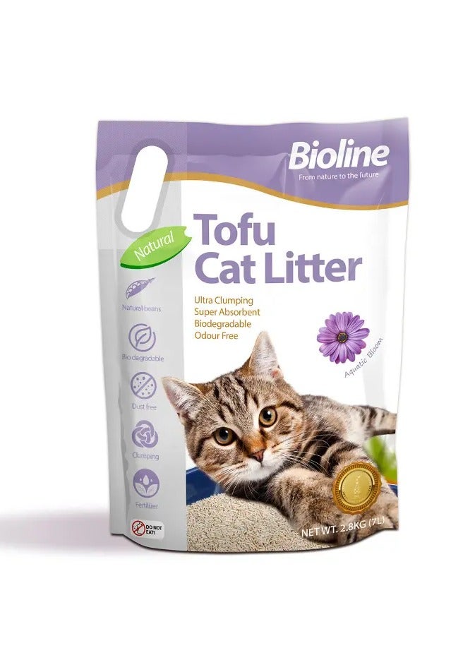 بايولاين قمامة قطط توفو 7 لتر - رائحة أزهار مائية - Image 1