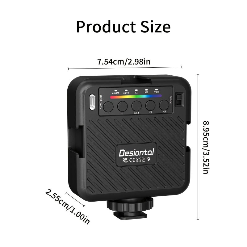 Desiontal X1 ضوء محمول متعدد الوظائف لكاميرا الهاتف، إضاءة تصوير بأجواء رومانسية مع أوضاع قابلة للتعديل المتعددة وحامل بوصة 1.4 لسهولة التثبيت على أجهزة مختلفة، لون أبيض - Image 2