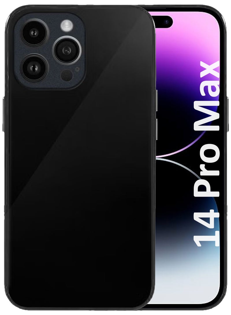 CATANES iPhone 14 Pro Max Electroplated Hard Glossy Case Camera Protection Shockproof Anti Fall Case Black - Image 1