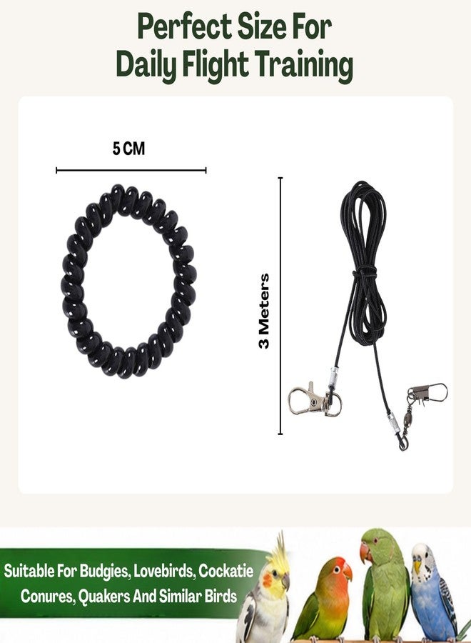 BendJoy® 300 cm Bird Harness with 5 Different Size Parrot Ring & Anti Lost Bracelet for Cockatiels, Parrots, Small Birds Multiple Ring Sizes | Durable Elastic Rope | Safe Outdoor Training Control - Image 2