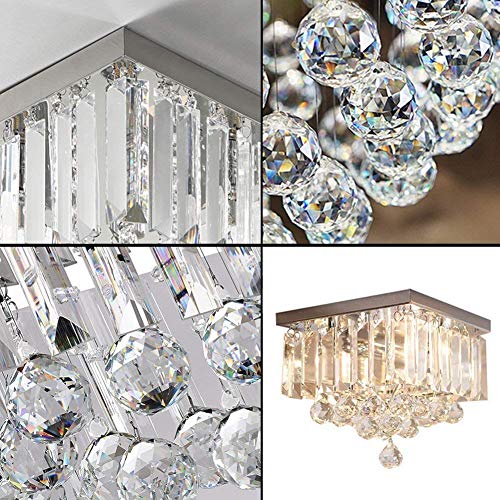 CRYSTA WORLD K9 Crystal Chandelier Modern Light Fixture 49 Strings (Warm White) (Design 1) 35 cm Square Size(AC/DC) - Image 5