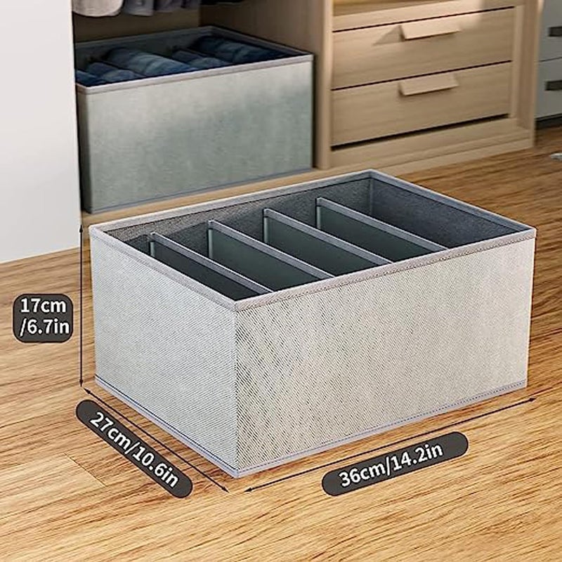 SHREY CREATION SHREY CREATION 5 Grid Non Woven Wardrobe Clothes Organizer Jeans Organizer for WardrobeClothes Storage Box Foldable Clothes Drawer Organizer for Wardrobe Dresses Tshirts Pack of 3 Grey  - Image 4