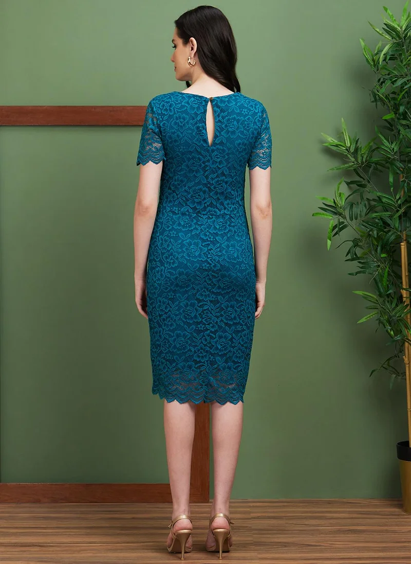 globus Globus Women Opaque Floral Lace Bodycon Party Dress