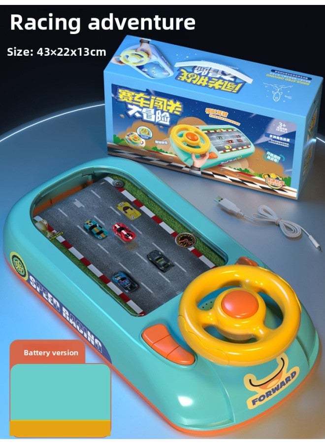 Electric Desktop Game Machine To Avoid Racing Car To Break Through The Big Adventure Children's Steering Wheel Simulation Driving Beneficial Intelligence Toys-Color:Racing Car Entry Adventure [Battery Edition] 661-8  - Image 1