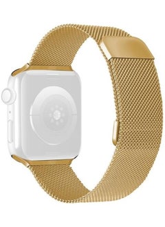 Double Section Milanese Replacement Watchband For Apple Watch Series 7 41mm/6 & SE 5 4 40mm/3 2 1 38mm Gold