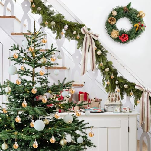 LÈFERS 12 Pcs Crystal Glass Christmas Balls Ornaments, 0.87" Mini Prism Ball Christmas Tree Decorations, Hanging Crystal Ornament Clearance for Xmas Wedding Party Home Decor (Gold) - Image 4
