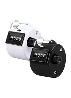 2 Pack Hand Tally Counter 4 Digital Mechanical Palm Click with Finger Ring, for Sport Stadium Coach Referees Row School Event (Black and White)