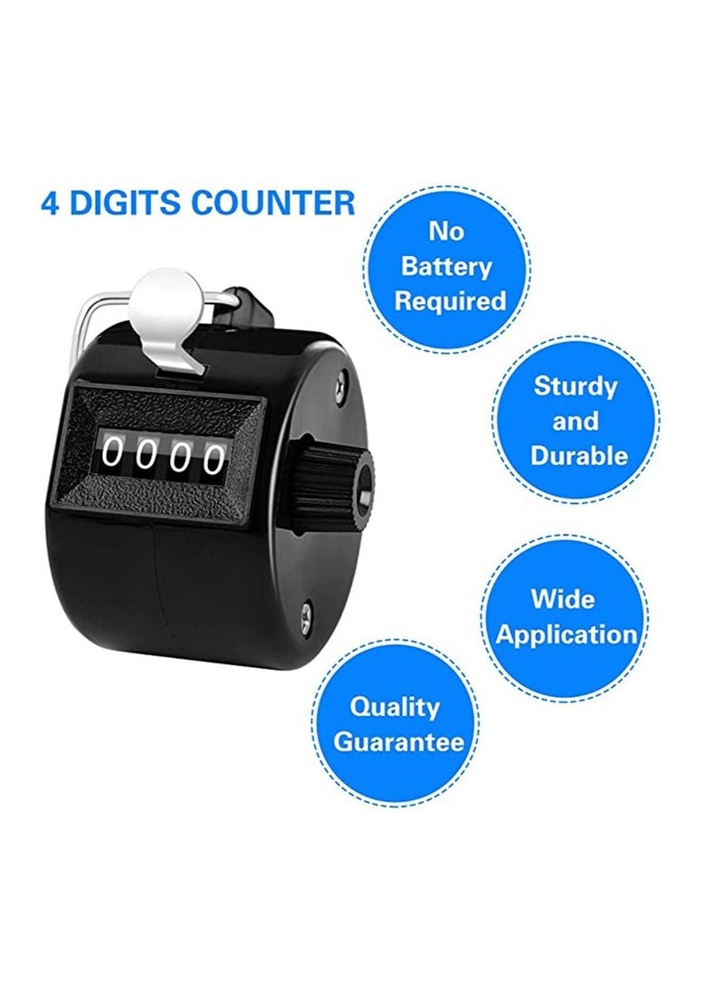 Y&D - 2 Pack Hand Tally Counter 4 Digital Mechanical Palm Click with Finger Ring, for Sport Stadium Coach Referees Row School Event (Black and White) - Image 1