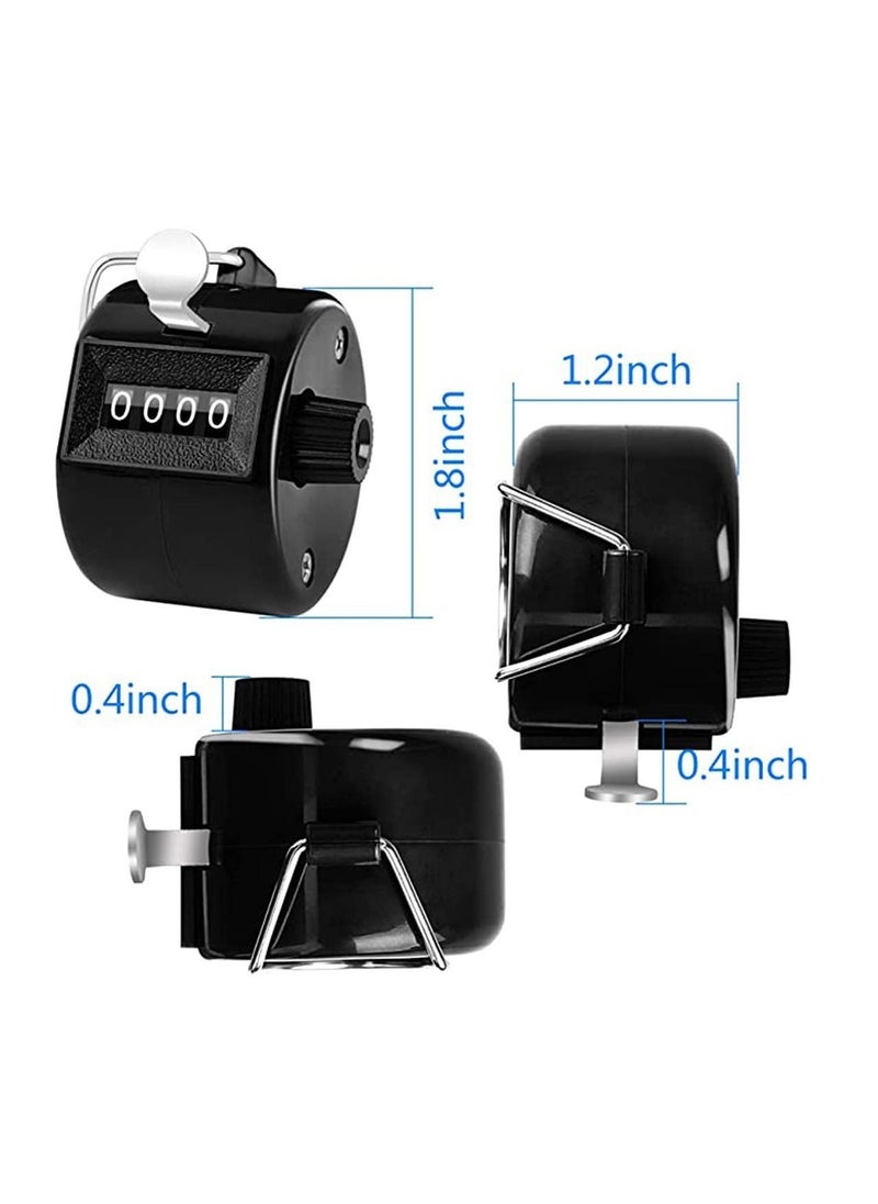 Y&D - 2 Pack Hand Tally Counter 4 Digital Mechanical Palm Click with Finger Ring, for Sport Stadium Coach Referees Row School Event (Black and White) - Image 1